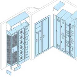Line drawing showing examples of commercial locker terms.