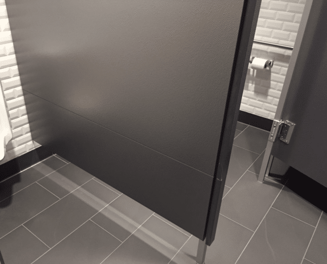 Rendering showing vertically stacked HDPE toilet partition panel sections