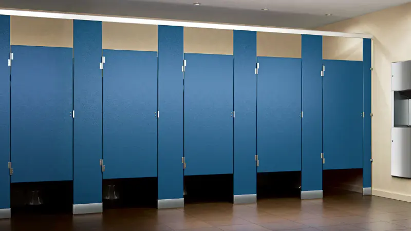 Photo of sky blue solid plastic HDPE bathroom stalls