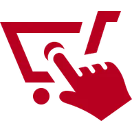 Shopping cart icon with a mouse symbol hovering over it indicating an online cart