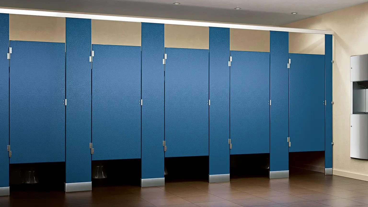 Blue HDPE solid plastic toilet partitions