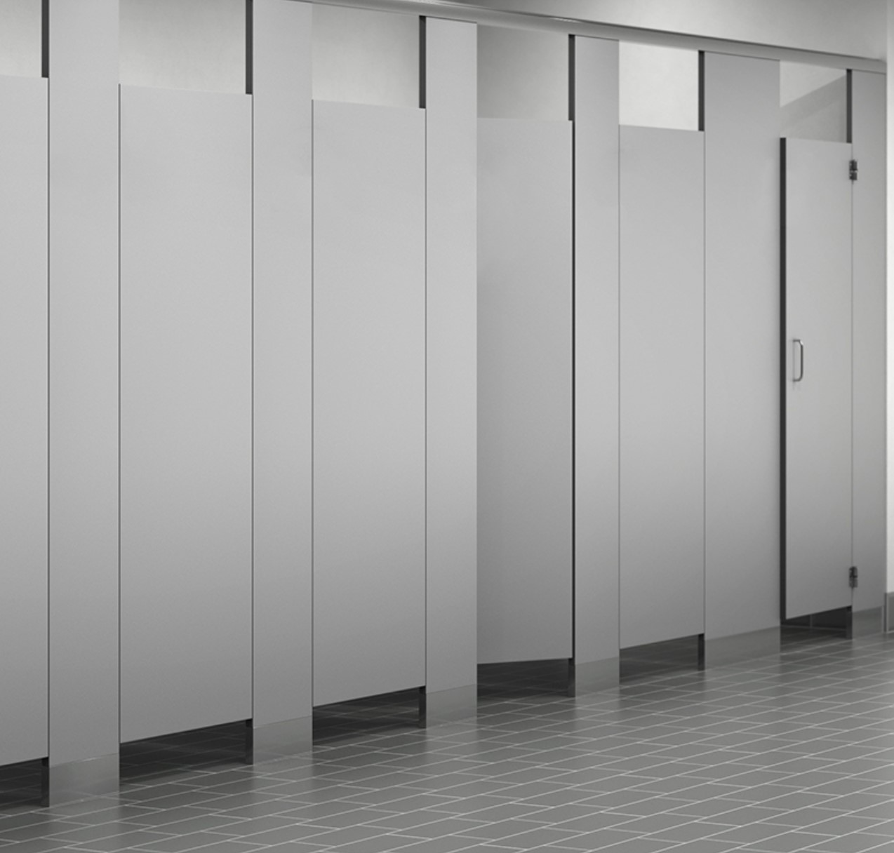 Solid phenolic DuraLine restroom partition doors