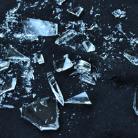 Shattered glass illustrating scratch resistance