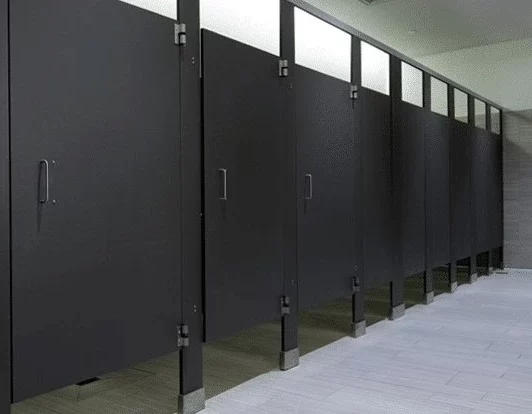 Black high pressure laminate restroom stalls