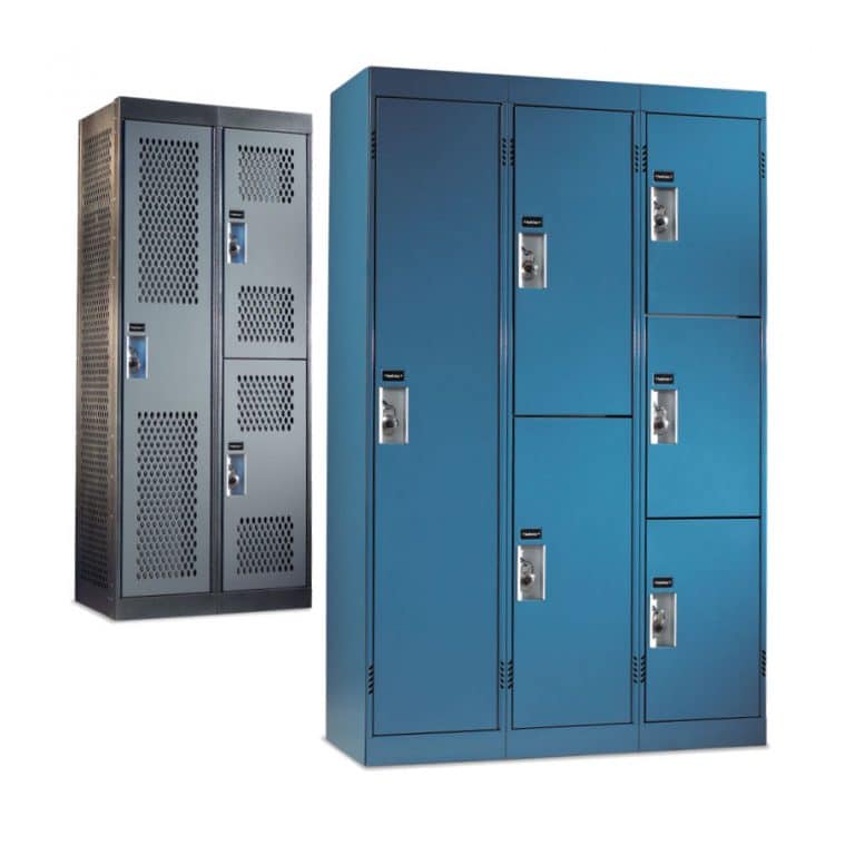Premium charcoal and blue metal lockers