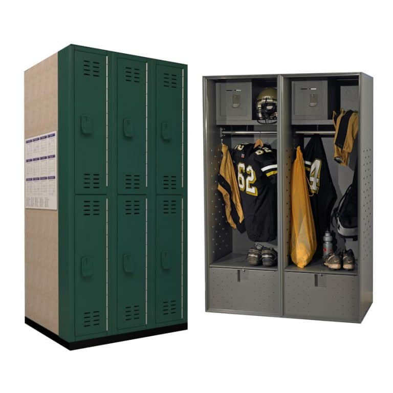 Green and black solid plastic lockers