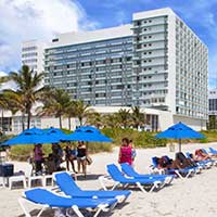 Photograph of a large Orlando, Florida hotel on the beach.