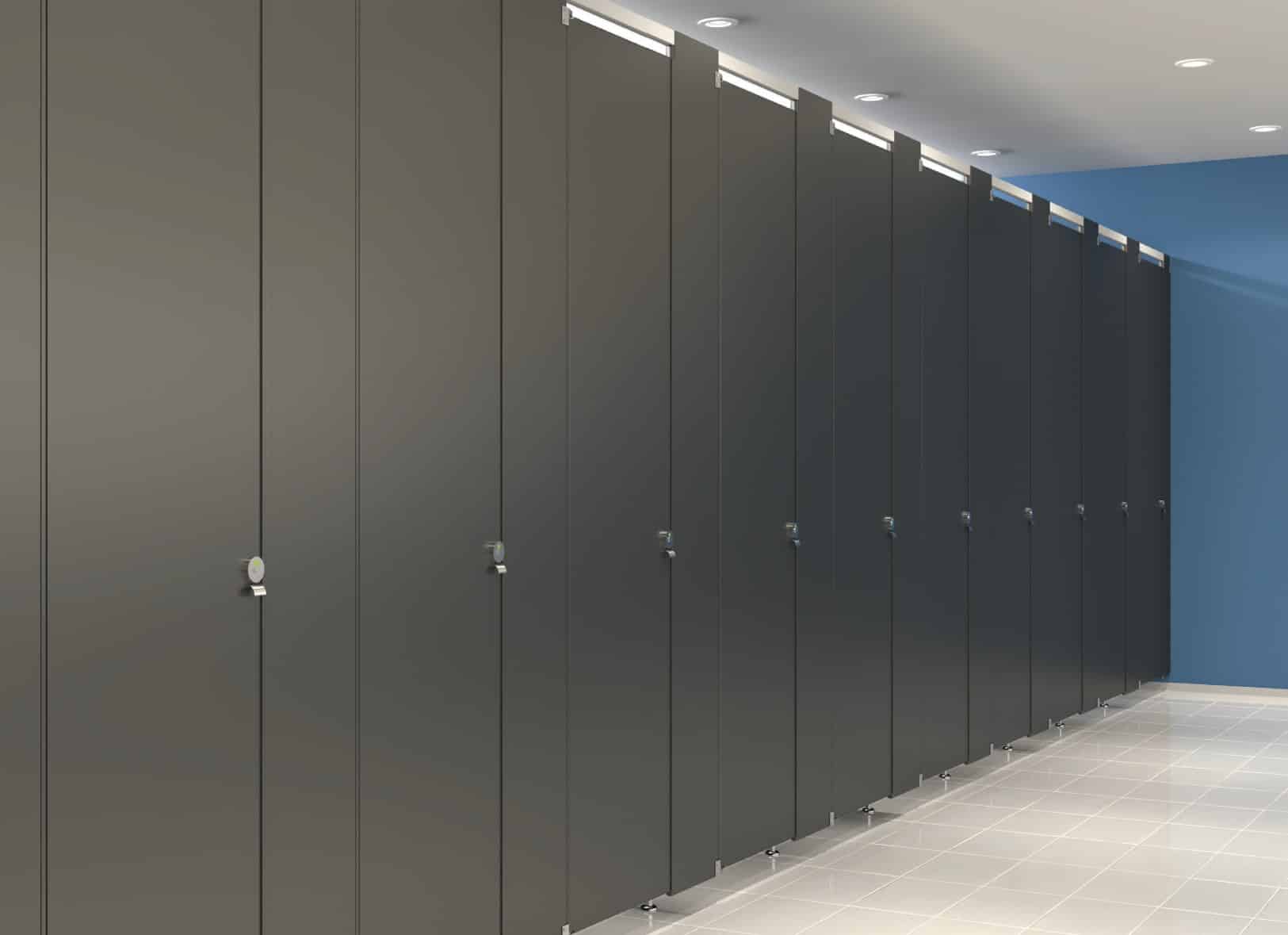 Hadrian Elite Max pedestal-mounted powder coated steel partitions