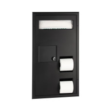 B-35715.MBLK - Partition-Mounted Toilet Tissue / Seat Cover Dispenser / Waste Disposal, Left Side While Seated B-35715.MBLK - Partition-Mounted Toilet Tissue / Seat Cover Dispenser / Waste Disposal, Left Side While Seated
