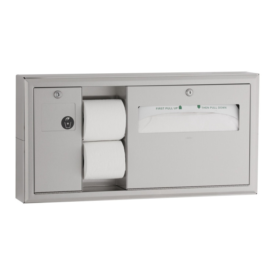 Bobrick Surface-Mount Toilet Tissue, Seat Cover Dispenser and Waste Disposal B-30919