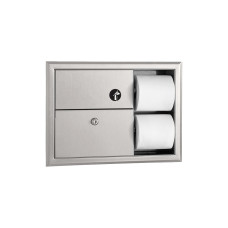 B-3094 - Recessed Sanitary Napkin Disposal and Toilet Tissue Dispenser, Satin Finish, 0.8-Gallon