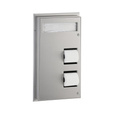 B-347 - Partition-Mounted Toilet Tissue / Seat Cover Dispenser, Satin Finish