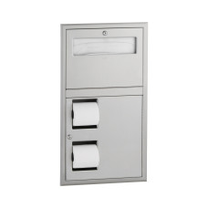 B-34745 - Recessed Toilet Tissue / Seat Cover Dispenser, Right Side While Seated, Satin Finish