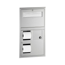 B-35745 - Recessed Toilet Tissue / Seat Cover Dispenser / Waste Disposal, Right Side While Seated B-35745 - Recessed Toilet Tissue / Seat Cover Dispenser / Waste Disposal, Right Side While Seated