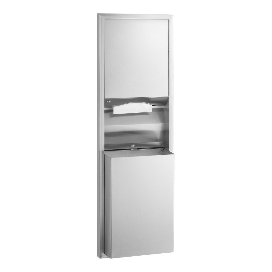 Bobrick Classic Semi Recessed Convertible Paper Towel Dispenser and Waste Receptacle B-3942