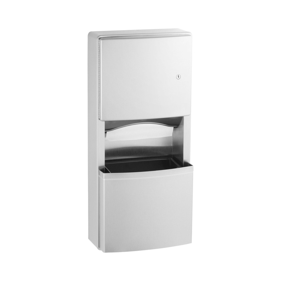 Bobrick Contura Surface Mounted Paper Towel Dispenser and Waste Receptacle B-43699