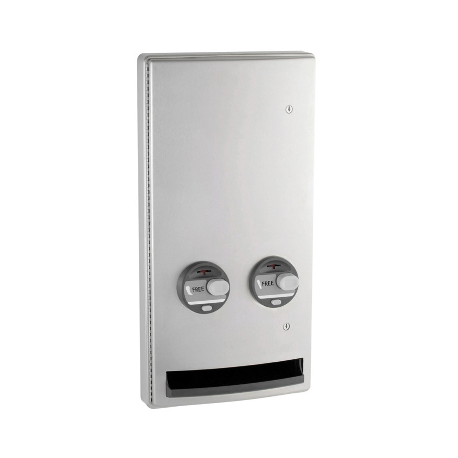 B-47064C - Semi-Recessed Napkin-Tampon Dispenser, Free Operation, Satin Finish