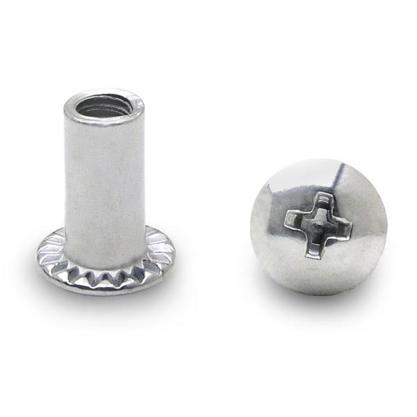 990009723 100 PACK (9723) BARREL NUT PHILLIPS 10-24 X 1/2" STEEL/CHROME