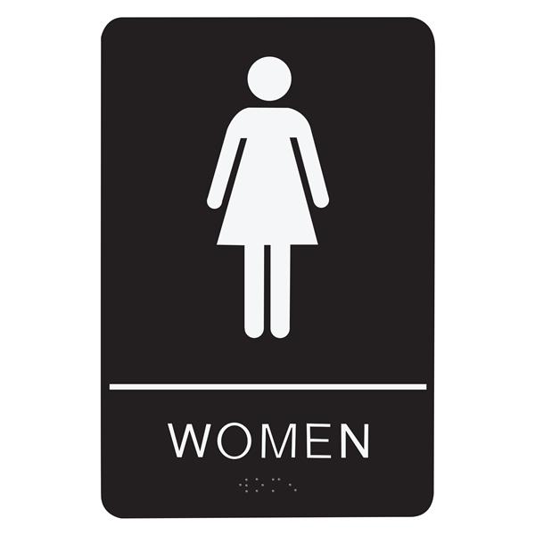 130742 SIGN RESTROOM WOMEN - BRAILLE - BLACK ACRYLIC