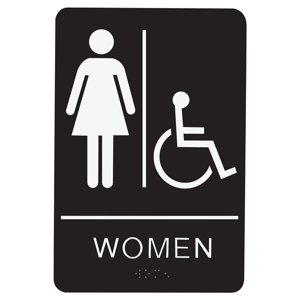 130743 SIGN RESTROOM WOMEN HANDICAP - BRAILLE - BLACK ACRYLIC