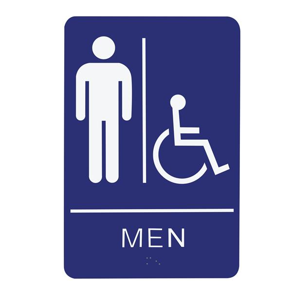 130786 SIGN RESTROOM MEN HANDICAP - BRAILLE - BLUE ACRYLIC