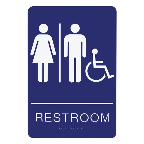 130788 SIGN RESTROOM UNISEX HANDICAP - BRAILLE - BLUE ACRYLIC