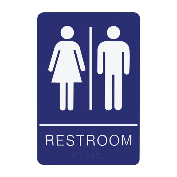 130791 SIGN RESTROOM UNISEX - BRAILLE - BLUE ACRYLIC