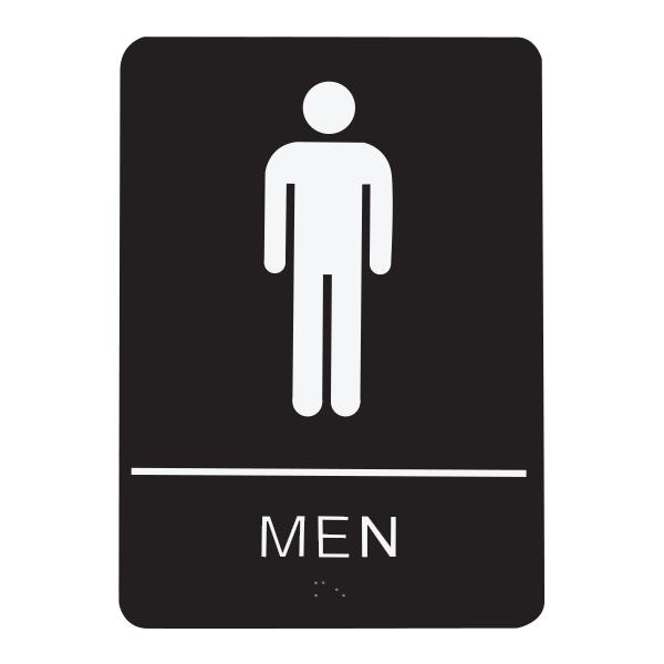 130740 SIGN RESTROOM MEN - BRAILLE - BLACK ACRYLIC