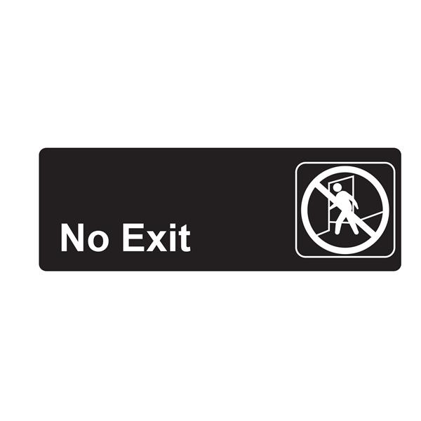 130813 SIGN NO EXIT - BLACK AND WHITE 9" X 3"
