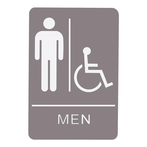 130783 SIGN RESTROOM MEN HANDICAP - BRAILLE - GRAY ACRYLIC