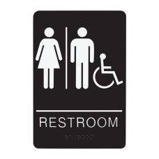 130745 SIGN RESTROOM UNISEX HANDICAP - BRAILLE - BLACK ACRYLIC