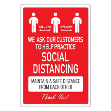 130816 SIGN SOCIAL DISTANCING - RED AND WHITE 6" X 9" 130816 SIGN SOCIAL DISTANCING - RED AND WHITE 6" X 9"