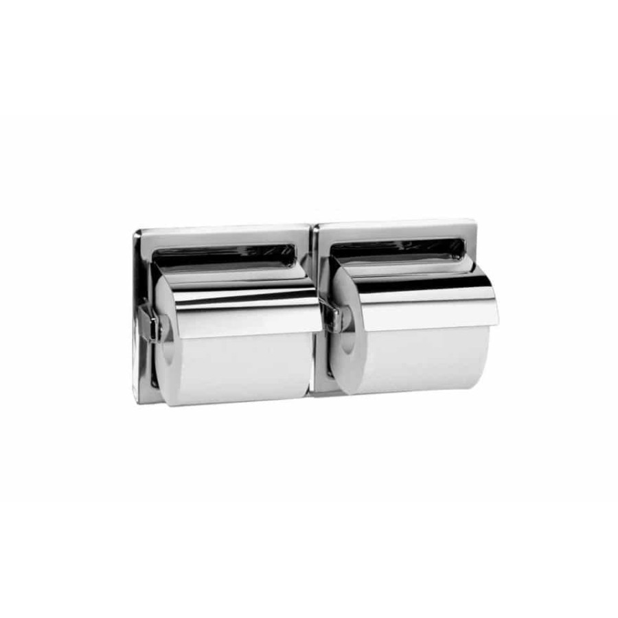 Bradley 5123 Recessed Hinged Hood Dual Roll Toilet Paper Dispenser