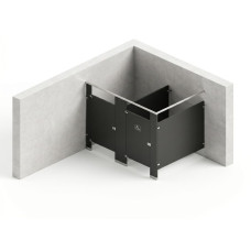 Bathroom Partitions - 2 Stalls - Left Hand In Corner Standard Bathroom Partitions - 2 Stalls - Left Hand In Corner Standard