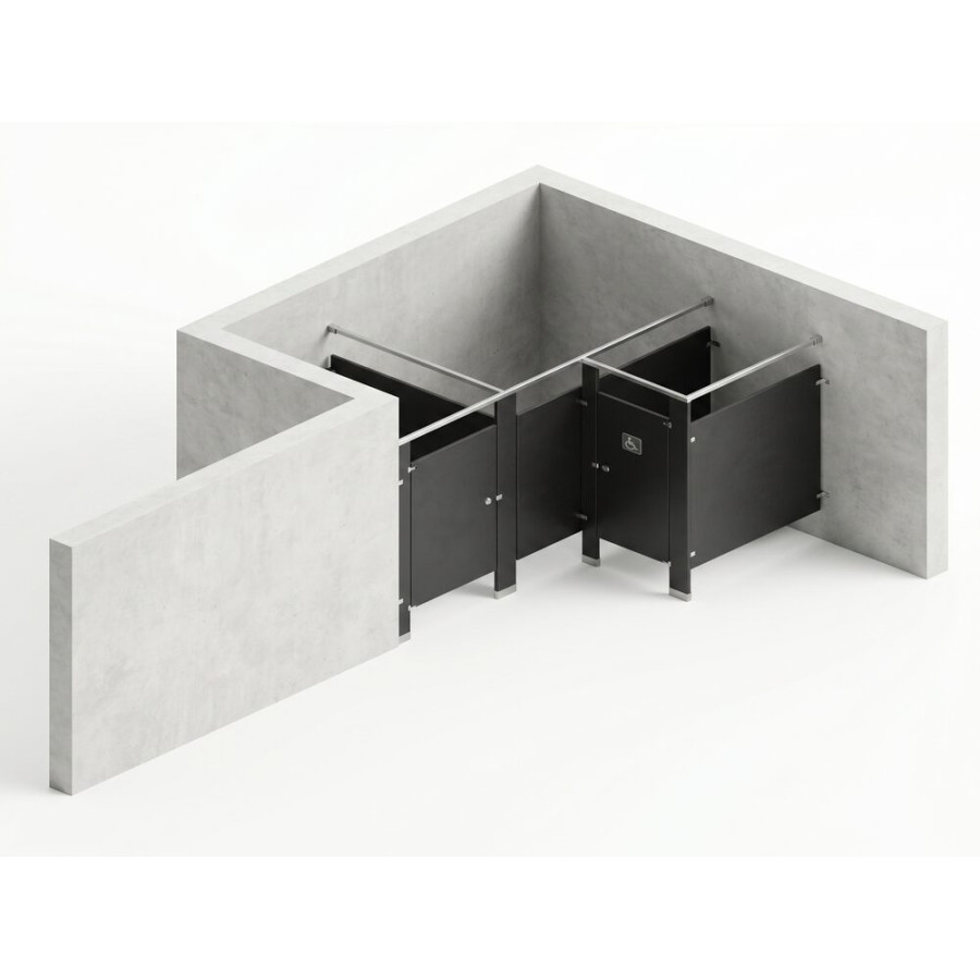 Bathroom Partitions - 2 Stalls - Left Hand Alcove Standard