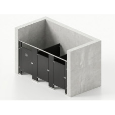 Bathroom Partitions - 3 Stalls - Left Hand Between Walls Standard Bathroom Partitions - 3 Stalls - Left Hand Between Walls Standard