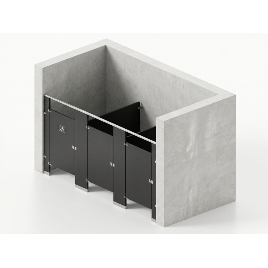 Bathroom Partitions - 3 Stalls - Left Hand Between Walls Standard