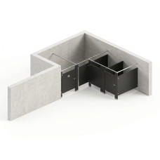 Bathroom Partitions - 3 Stalls - Left Hand Alcove Standard Bathroom Partitions - 3 Stalls - Left Hand Alcove Standard
