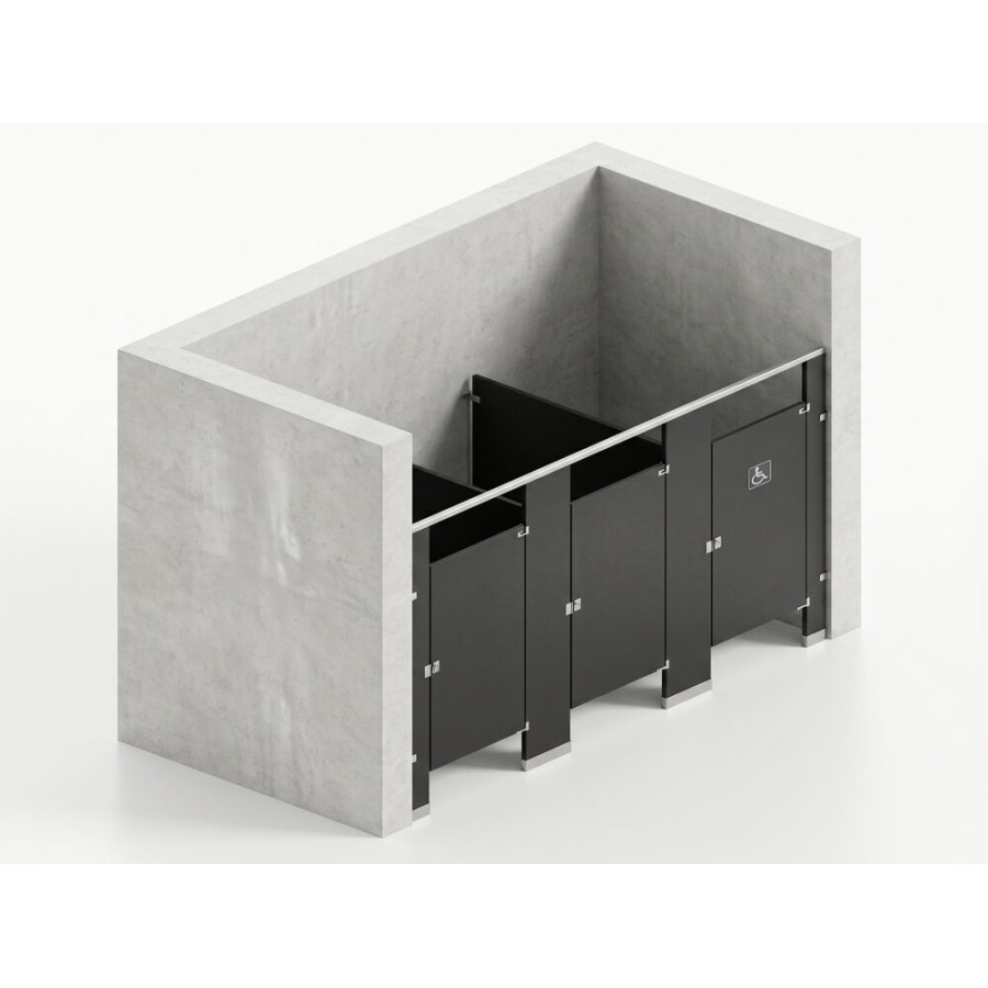 Bathroom Partitions - 3 Stalls - Right Hand Between Walls Standard