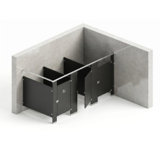 Bathroom Partitions - 3 Stalls - Right Hand In Corner Standard Bathroom Partitions - 3 Stalls - Right Hand In Corner Standard