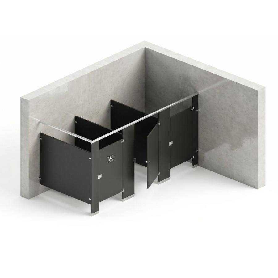 Bathroom Partitions - 3 Stalls - Right Hand In Corner Standard