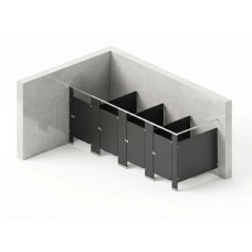 Bathroom Partitions - 4 Stalls - Left Hand In Corner Standard