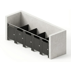 Bathroom Partitions - 5 Stalls - Left Hand Between Walls Standard Bathroom Partitions - 5 Stalls - Left Hand Between Walls Standard