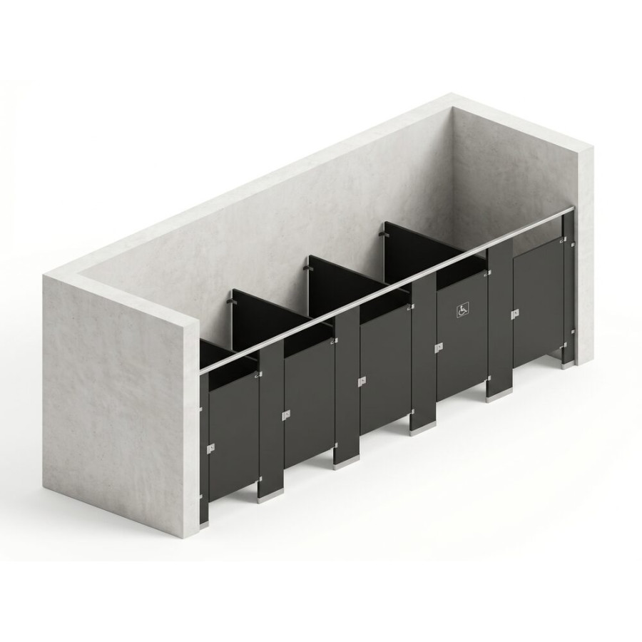 Bathroom Partitions - 5 Stalls - Right Hand Between Walls Standard