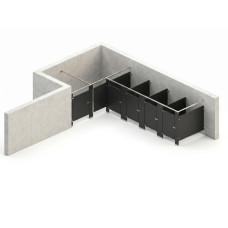 Bathroom Partitions - 5 Stalls - Left Hand Alcove Standard Bathroom Partitions - 5 Stalls - Left Hand Alcove Standard