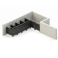 Bathroom Partitions - 5 Stalls - Right Hand Alcove Standard Bathroom Partitions - 5 Stalls - Right Hand Alcove Standard