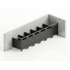 Bathroom Partitions - 6 Stalls - Right Hand In Corner Standard Bathroom Partitions - 6 Stalls - Right Hand In Corner Standard