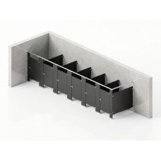 Bathroom Partitions - 6 Stalls - Left Hand In Corner Standard Bathroom Partitions - 6 Stalls - Left Hand In Corner Standard