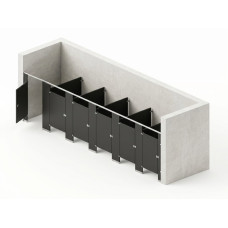 Bathroom Partitions - 6 Stalls - Left Hand Between Walls Standard Bathroom Partitions - 6 Stalls - Left Hand Between Walls Standard