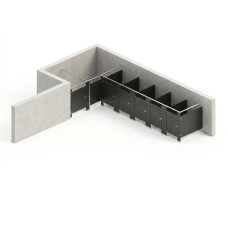 Bathroom Partitions - 6 Stalls - Left Hand Alcove Standard Bathroom Partitions - 6 Stalls - Left Hand Alcove Standard